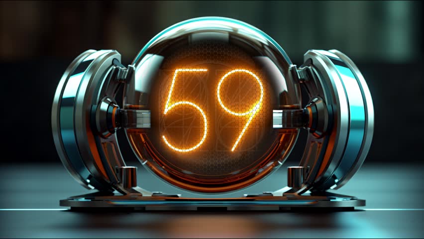 Countdown 60 seconds. Countdown 1 minute. Nixie tube indicator countdown. Gas discharge indicators and lamps. 3D. 3D Rendering | Shutterstock HD Video #1109844315