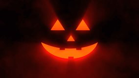 Spooky bright Halloween background animation. Scary glowing pumpkin face surrounded by mysterious smoke. Jack-o'-lantern face flashing with orange light. Creepy carved Halloween face. Trick or treat. - Powered by Shutterstock - Get 15% off with code: PIKWIZARD15
