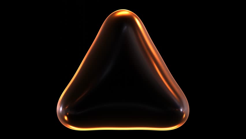 Triangle 3d glowing geometric shape animation.