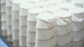 Several Rows of Industrial Sealy Bed Mattress Interior Comfort Rest Springs Pocket Coils in Cooling Cotton Furniture Sleep Fabric - Powered by Shutterstock - Get 15% off with code: PIKWIZARD15