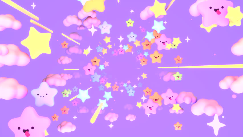 Looped cartoon passing through kawaii stars universe animation. Royalty-Free Stock Footage #1109851049