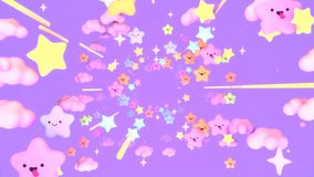 Looped cartoon passing through kawaii stars universe animation. - Powered by Shutterstock - Get 15% off with code: PIKWIZARD15