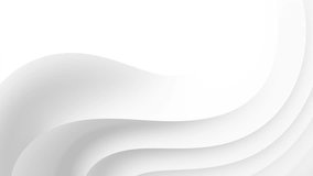 Bright grey white curve waves flow abstract motion background. Seamless loop 4K video