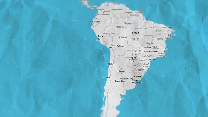 South America, Paper Travel Map, Slider Shot