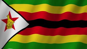 Zimbabwe Flag. National 3d Zimbabwe flag waving. Flag of Zimbabwe footage video waving in wind. Flag of Zimbabwe 4K Animation