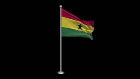 Ghana Flag. Realistic Waving Flag on Transparent Background, Alpha Channel, 4K ProRes 4444. Easy to Put into Any Video - Powered by Shutterstock - Get 15% off with code: PIKWIZARD15