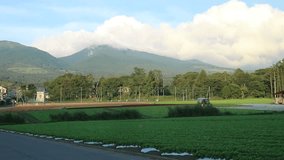 Vegetable fields and mountains in sugadaira nagano Japan.