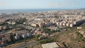 Aerial 4K video from drone to Malaga city at sunrise. Malaga,Costa del sol, Andalusia,Spain, (Series)