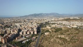 Aerial 4K video from drone to Malaga city at sunrise. Malaga,Costa del sol, Andalusia,Spain, (Series)