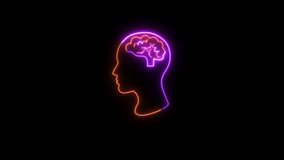 Neon brain icon animation. Abstract circuit brain animation. Glowing Complicated Brain.  - Powered by Shutterstock - Get 15% off with code: PIKWIZARD15