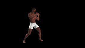 Boxing Male - Dark Skin - Right Side View - Realistic 3D animation Loop