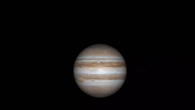 Planet Jupiter. Elements of this video furnished by NASA. The Jupiter planet and Calisto, Europa, Ganymede, in the space. 3d animation.