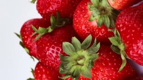fresh juicy strawberries, rotation in circle.  strawberries berries, Turning. seasonal berry. Vertical video