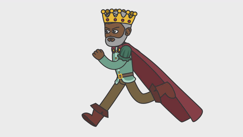 2d animation of running black male king. Looped 4K video with alpha-channel. Royalty-Free Stock Footage #1109896785