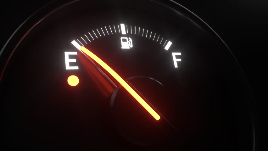 Animation of fuel gauge with empty and full indication, close up view. Gasoline meter with illuminated needle car dashboard. Royalty-Free Stock Footage #1109899841
