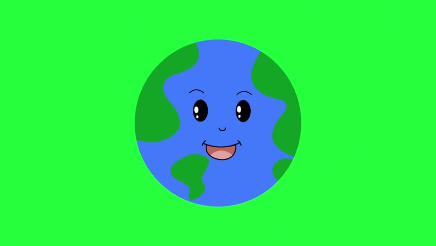 Smile Earth Animation on Green Bakcground