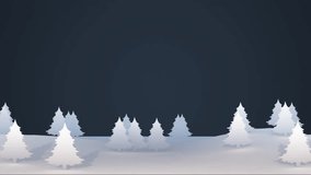 3D animation - Looped animated Christmas background of a landscape of flat white pine trees on a dark blue background at 60 fps - Powered by Shutterstock - Get 15% off with code: PIKWIZARD15