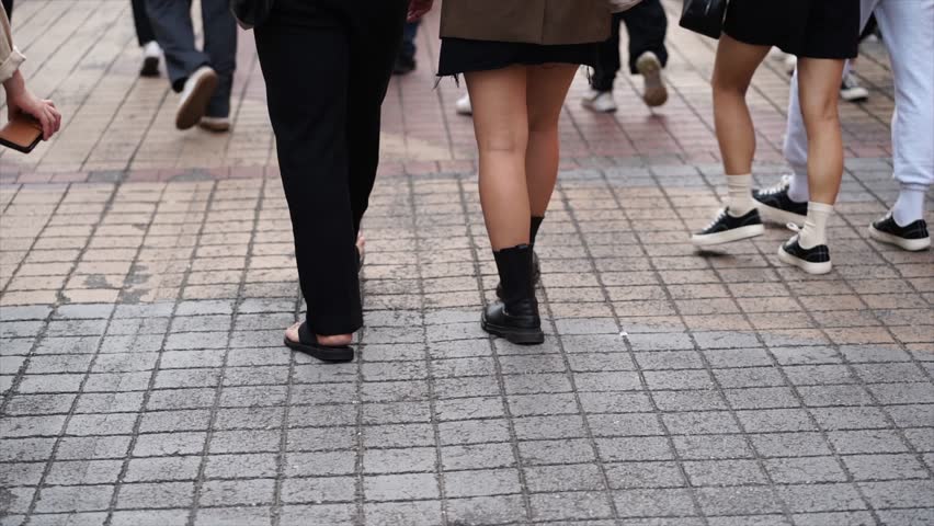 Slow motion tourist and local people in holiday on Hongdae district. Hongdae is a community full of young, underground culture. Cafes, galleries, and fashion stores.