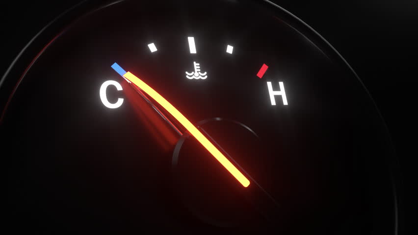 Car temperature gauge. Double Animation from cold to hot and from hot to cold. Illuminated needle board. Close-up view Royalty-Free Stock Footage #1109914699