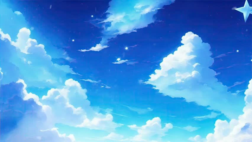 Summer Blue Sky And Stars Fantasy Clouds Background. 2d looped animation Royalty-Free Stock Footage #1109916585