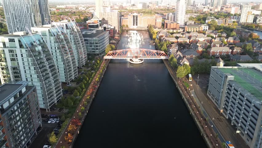 Salford quays Manchester media city drone footage