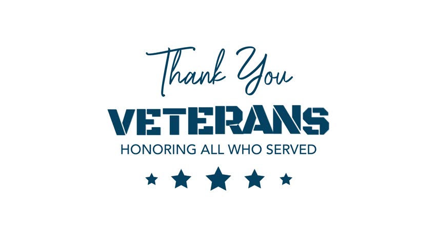 Thank You Veterans - Honoring all who served text Animation. veterans day animation with stars and white background - 4K - Powered by Shutterstock - Get 15% off with code: PIKWIZARD15
