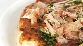 Okonomiyaki Japanese traditional food, video clip