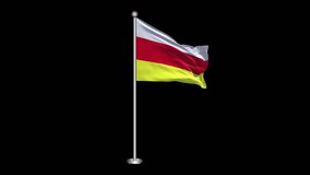 North Ossetia Flag. Realistic Waving Flag on Transparent Background, Alpha Channel, 4K ProRes 4444. Easy to Put into Any Video
