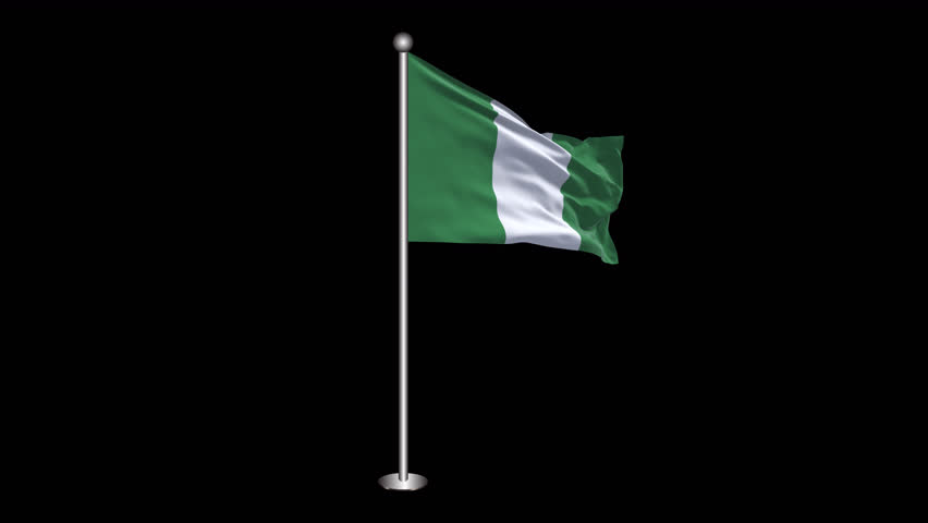 Nigeria Flag. Realistic Waving Flag on Transparent Background, Alpha Channel, 4K ProRes 4444. Easy to Put into Any Video Royalty-Free Stock Footage #1109934447