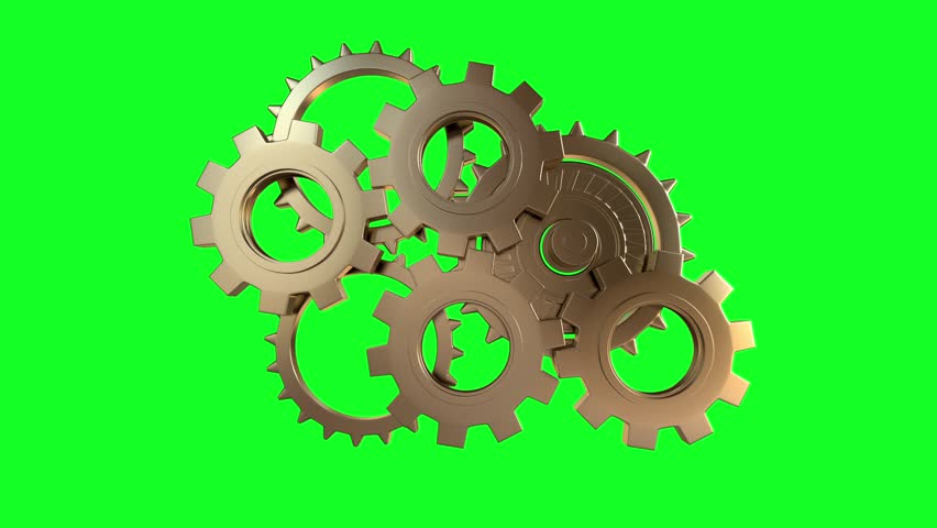 Gears group rotate on green screen background Royalty-Free Stock Footage #1109937053