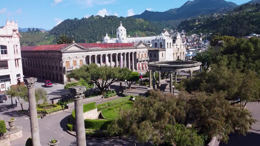 The City of Quetzaltenango was founded in 1529, on an ancient Quiche city. It has several parks, some with a church in front or nearby, but the heart of the Historic Center is the only one that preser Royalty-Free Stock Footage #1109939959