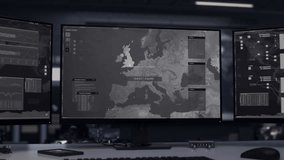 Modern spying program following target on the global world map. Tracking program interface following target position. Program analysing the data for following of the target ip address. Hack. - Powered by Shutterstock - Get 15% off with code: PIKWIZARD15