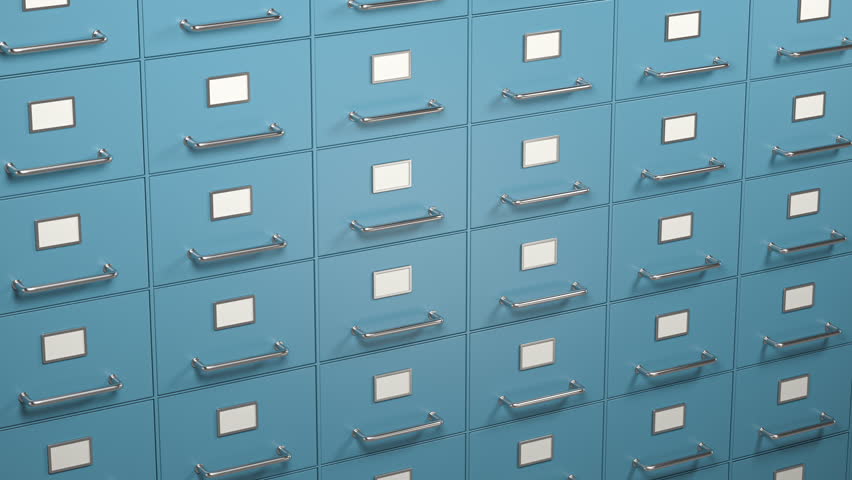 File cabinet with folders. Search archive, documentation and buraucracy concept. 3d video animation Royalty-Free Stock Footage #1109941525