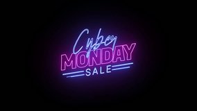 Cyber Monday sale neon sign banner background for promo video and cyber monday. neon sign retail sale ad animation, online shopping sign with transparent background - Powered by Shutterstock - Get 15% off with code: PIKWIZARD15