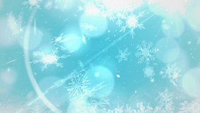 Animation of snowflakes falling over blue background. christmas, winter, tradition and celebration concept digitally generated video.