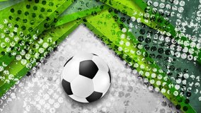 Grey green grunge football background with soccer ball. Seamless looping motion design. Video animation Ultra HD 4K 3840x2160