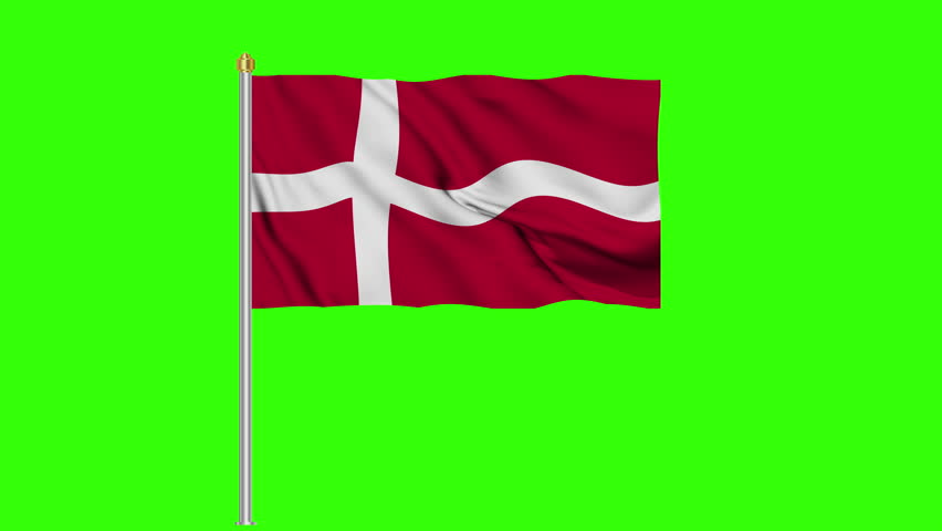 Denmark flag waving seamless loop animation on green screen 4k video, chroma Royalty-Free Stock Footage #1109956291