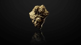 Gold Nugget rotating on black background. Realistic animation of a rotating shiny precious gold nugget. Seamless animation. - Powered by Shutterstock - Get 15% off with code: PIKWIZARD15