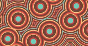 4k retro color background for throwback designs. Seamless looping circles radio waves. 60s 70s abstract circular sale frame. Round strokes. Grunge noise. Funny rings wallpaper. Pastel vintage colors