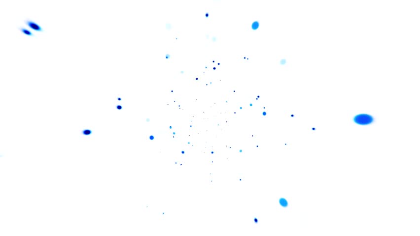 Slowly moving blue dark blue circles, dust particles on a white abstract background.
