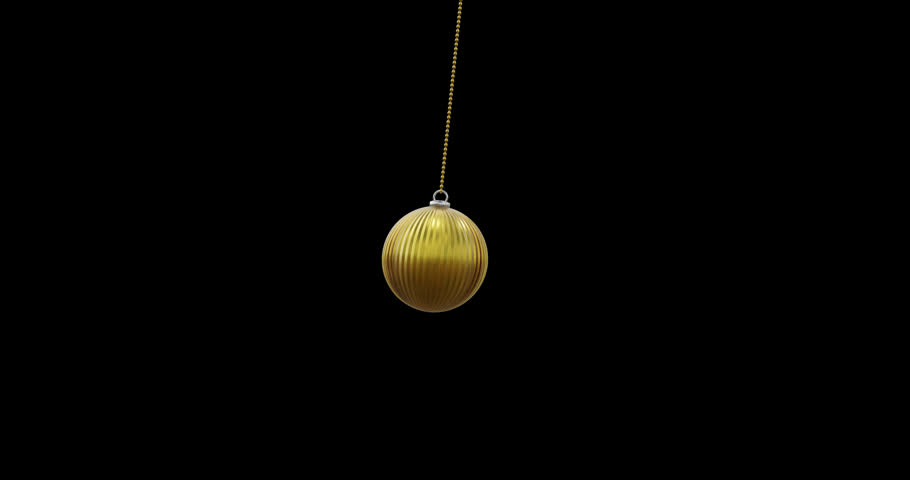 Gold christmas bauble swinging with gold stars on black background. Christmas, decorations, tradition and celebration digitally generated video. Royalty-Free Stock Footage #1109971409