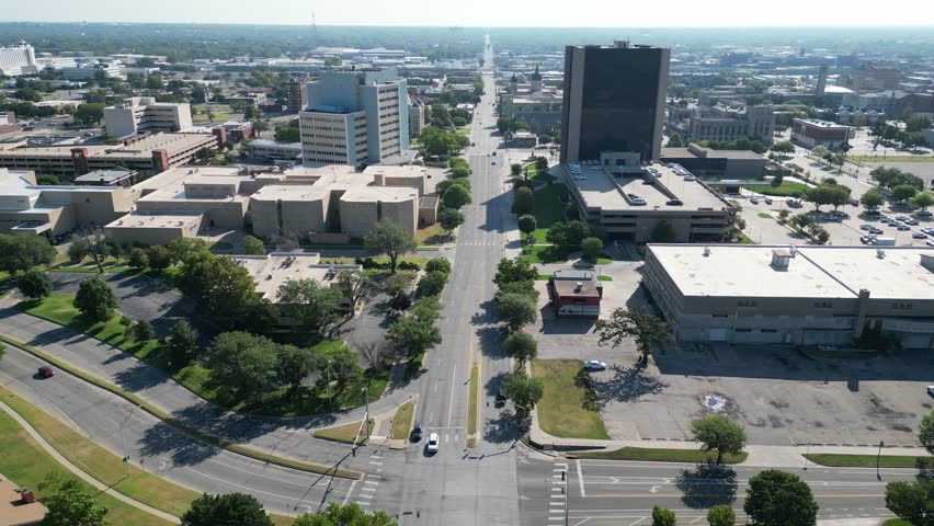 Aerial view of the Witchita cityscape at Kansas