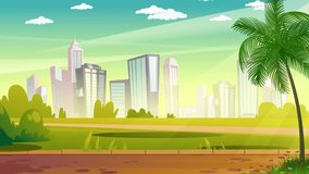 Beautiful City Cartoon Background Video