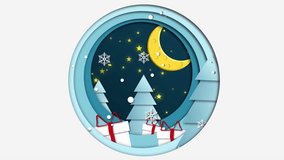 Christmas Snow Globe with Snow Falling and christmas tree in Motion and christmas night animation - HD video.
