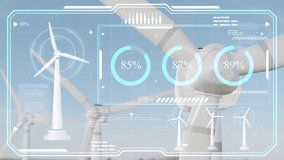 HUD Display Data. Infographic high tech screen with business data chart elements. The wind turbine operation display screen shows various values from the wind turbine. 4K video  - Powered by Shutterstock - Get 15% off with code: PIKWIZARD15