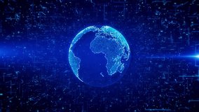 Earth hologram 3D digital interface background. Worldwide business data infographics concept. Business finance communicate crypto currency web 3.0 Social network 4K digital data flow. 3D Illustration - Powered by Shutterstock - Get 15% off with code: PIKWIZARD15
