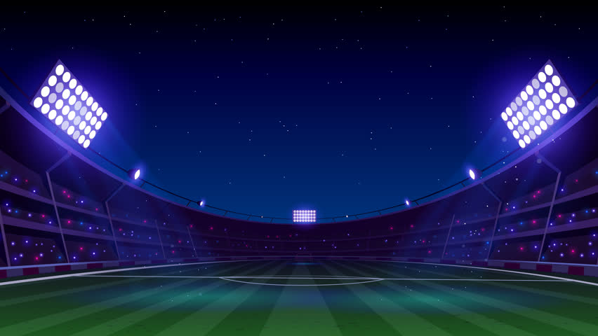 Green grass playground and stadium full of spectators and shining spotlights. Sport event as looped 4k video background. | Shutterstock HD Video #1109993537