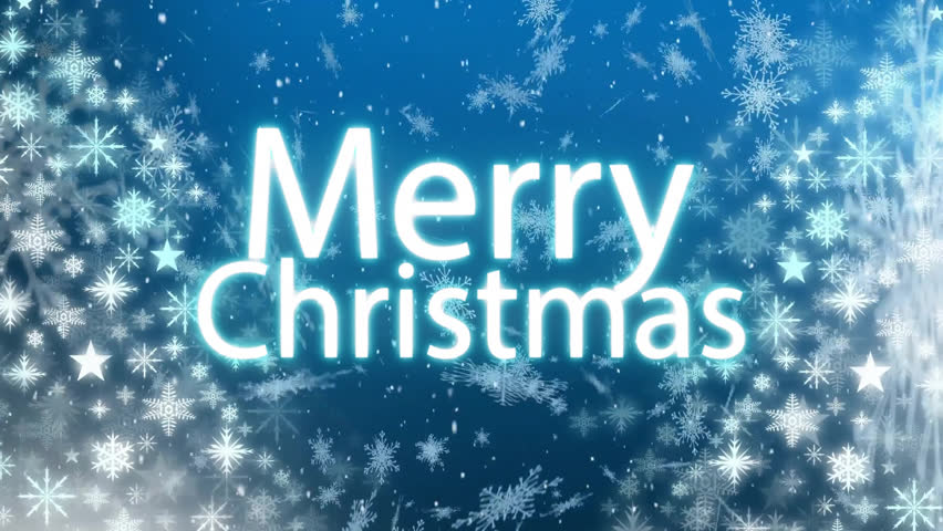 Animation of merry christmas text over snow falling in background. Christmas, tradition and celebration concept digitally generated video.