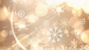 Animation of happy holidays text over snow falling in christmas background. Christmas, tradition and celebration concept digitally generated video.