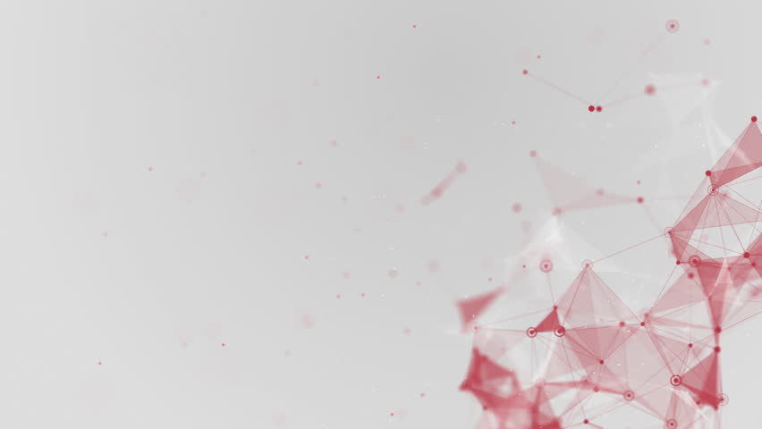 Abstract gray network technology background with connected dots and lines. Network structure. Red plexus lines with triangular shapes. Looped animation.